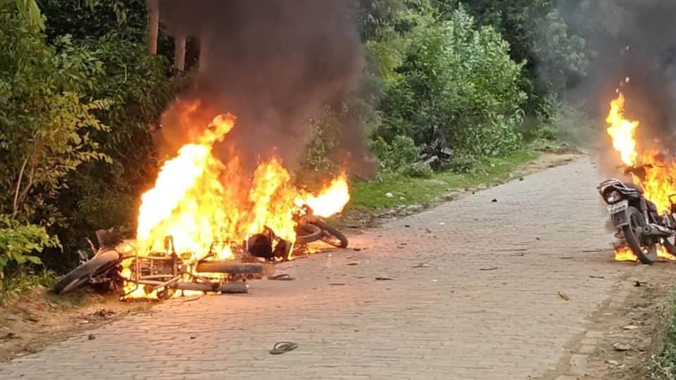 Prayagraj riot Story Bikes were burnt and buses were vandalized Bricks and stones were scattered on roads