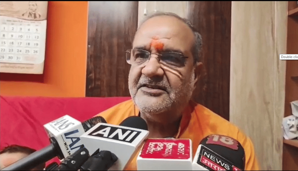 BJP state chief Bhupendra Singh Chaudhary in Ayodhya.