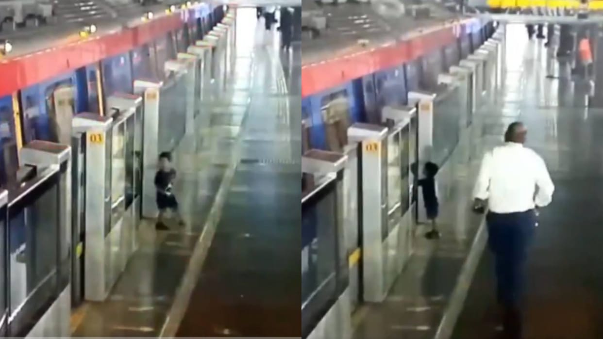Negligence could have killed the child boy came out of the moving metro coach Video goes Viral