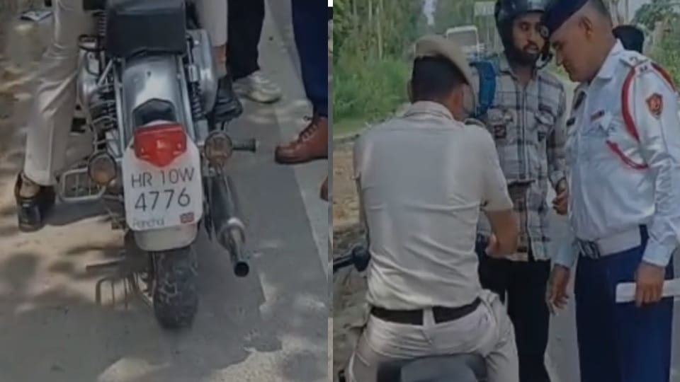 Traffic police issued challan of Rs 32500 for Bullet bike in Narnaund