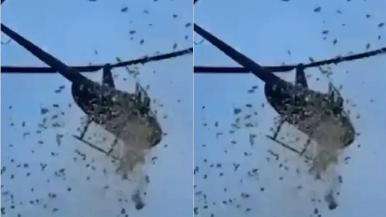 Sons gave a special last farewell to their father showered flowers and notes from a helicopter Video Viral