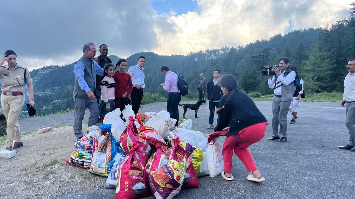 mandi cm sukhu conducted an aerial survey of the disaster-affected areas also distributed relief materials