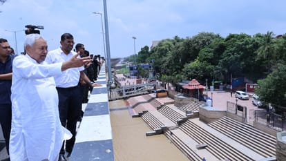Bihar News : CM Nitish Kumar inspected Ganga Path after met Governor Arif Mohammed Khan patna