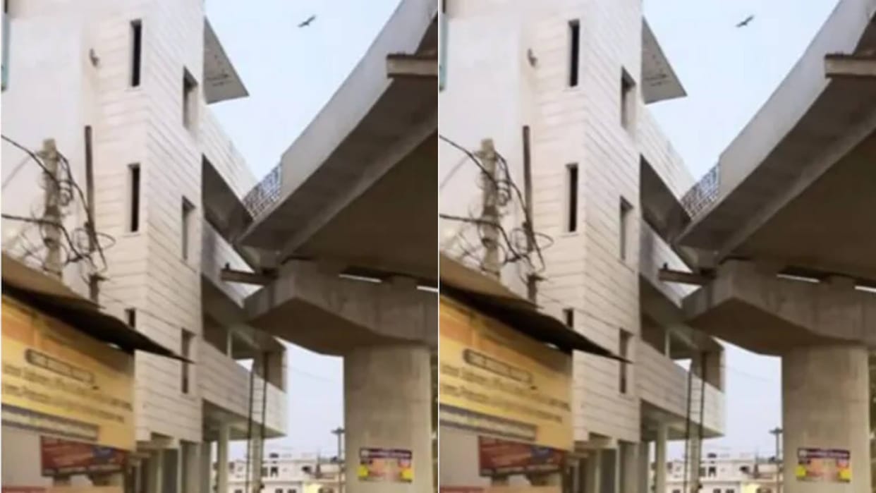 This luxurious bridge of Lucknow is entering inside the building work stopped Video goes Viral