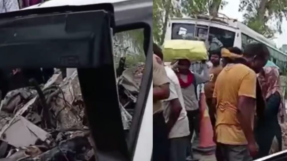 Private bus and car collide two people including female railway clerk dies in Firozepur
