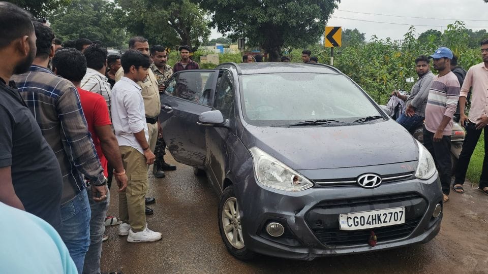A high speed car hit two bike riders in Jagdalpur