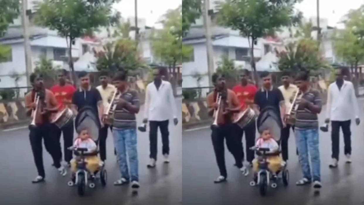 Father unique love for daughter he delivered her to school with band and music on her first day Video Viral