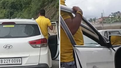Watch Video : पंजाब के पर्यटक ने ड्राइविंग सीट से बाहर लटक दौड़ाई गाड़ी, हिमाचल पुलिस ने ठोका 2500 का चालान punjab tourist dangerous driving stunt viral video himachal police challan of 2500