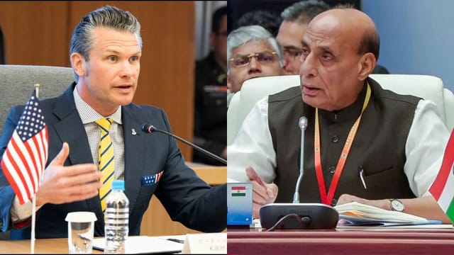 US Defense Secretary Pete Hegseth and Indian Defense Minister Rajnath Singh