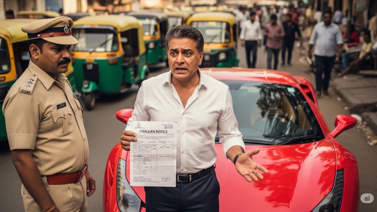 maharashtra registered ferrari challaned in bengaluru for tax evasion