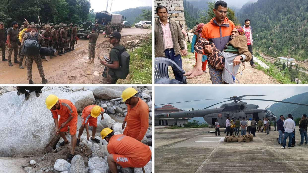 mandi Cloud Burst Drones used to search for missing people one more body found 17 people dead 54 still missing