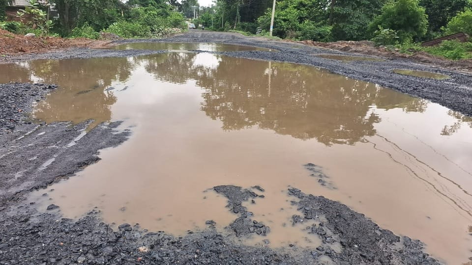 road got damaged on the second day of patching
