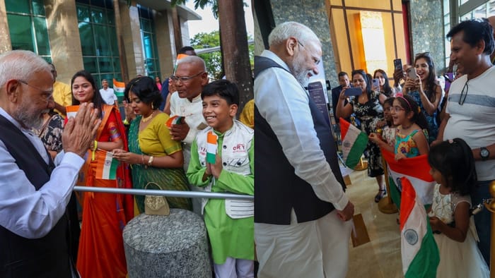 PM Modi Trinidad and Tobago Visit Port of Spain Photos meeting  Kamla Persad Bissessar Indians artists youth