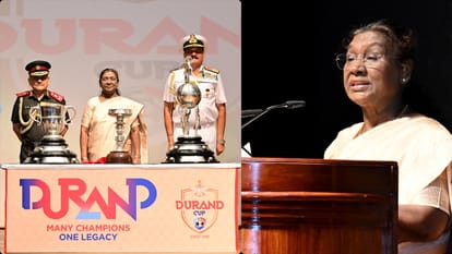 President Droupadi Murmu unveiled and flagged off the Trophies of the Durand Cup Tournament 2025