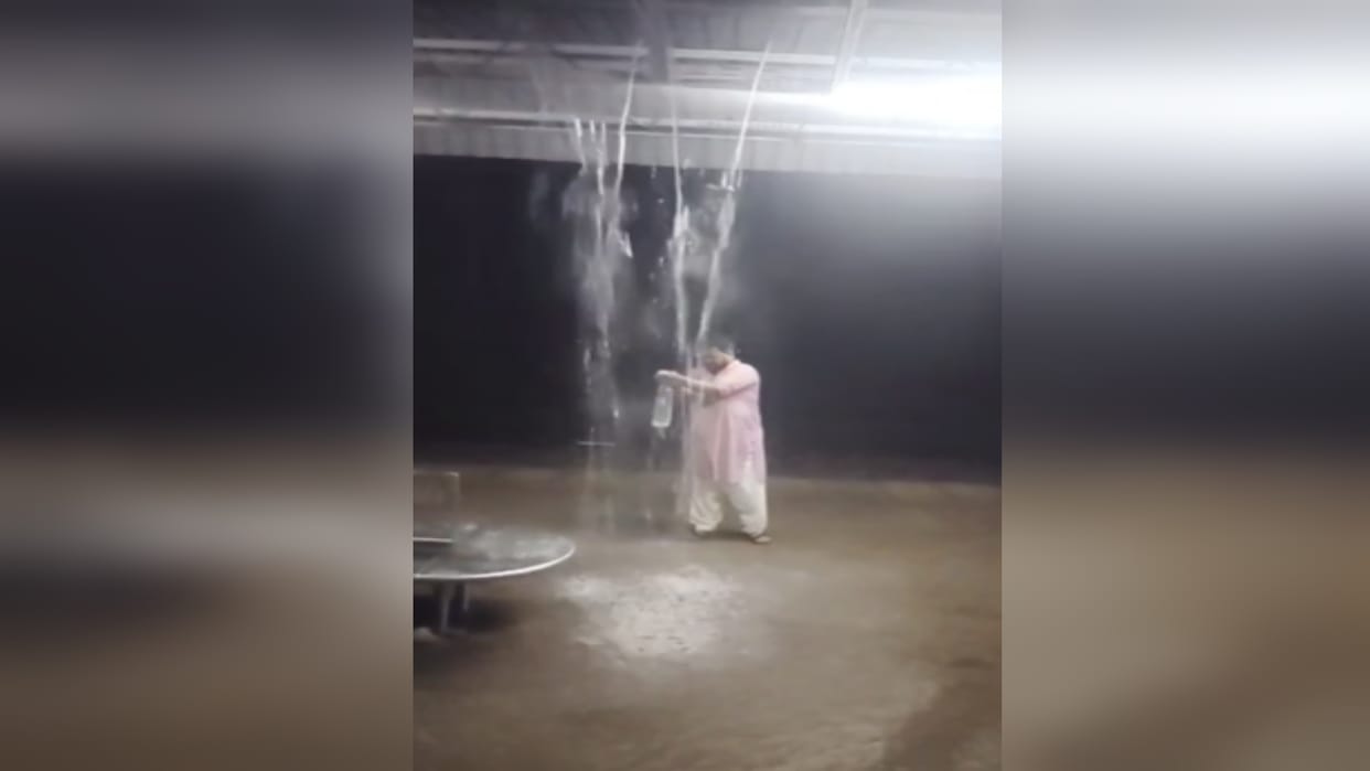Lal Gopalganj railway station transformed into a waterfall, video going viral on social media