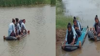 Dholpur News: Bridge Demand Pending for 12 Years, Villagers Forced to Cross River on Makeshift Tube Cots