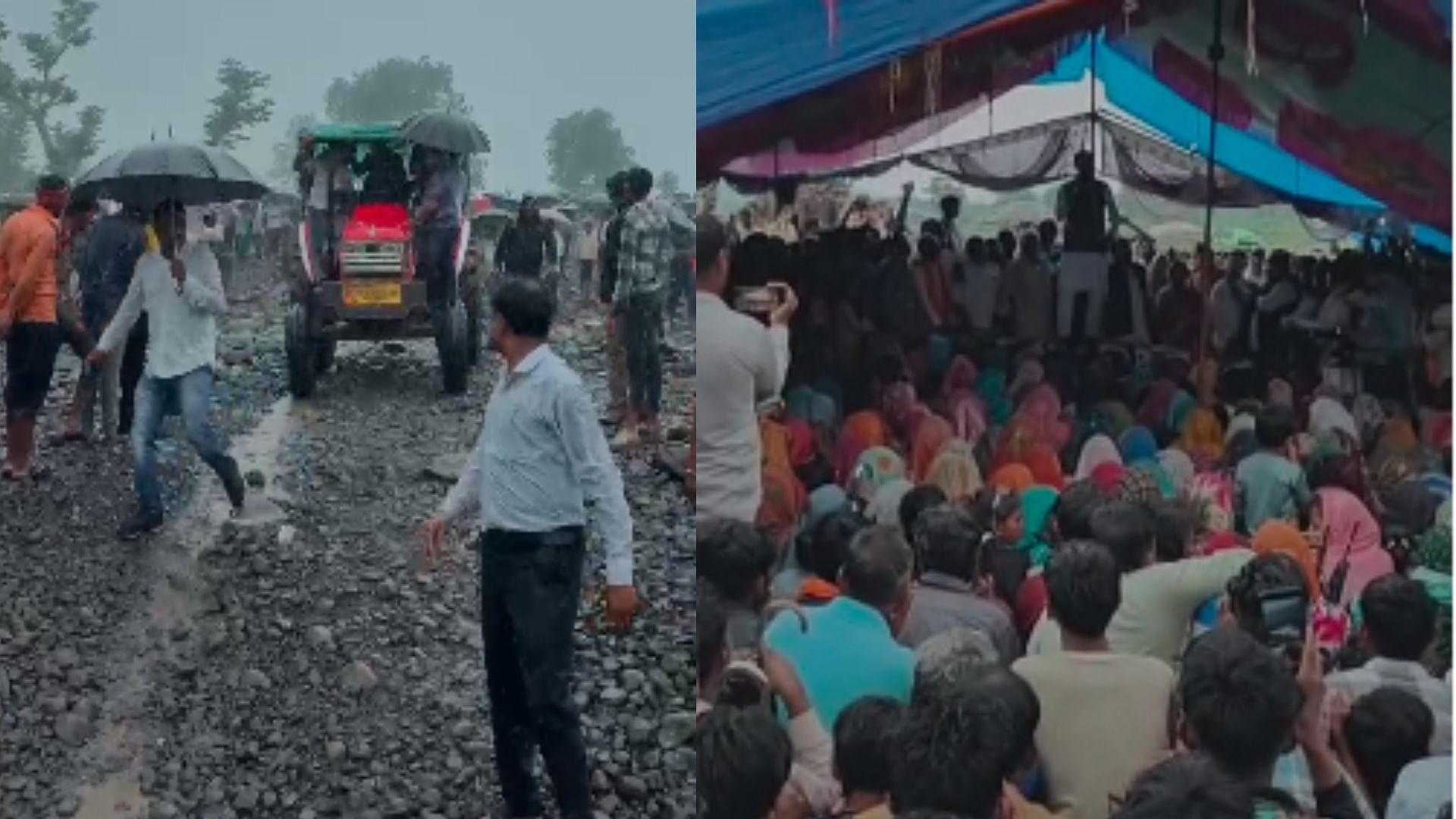 विदिशा में गिरते पानी में ट्रैक्टर पर सवार होकर पहुंचे शिवराज सिंह चौहान, किया संबोधित