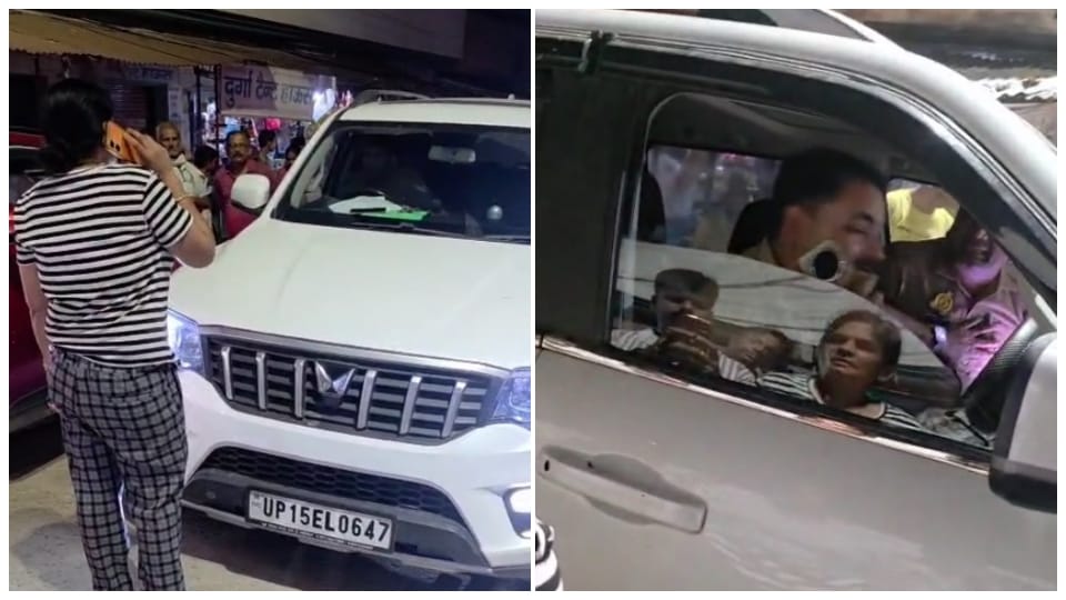 Dispute between woman police station in-charge and policemen travelling in car both suspended