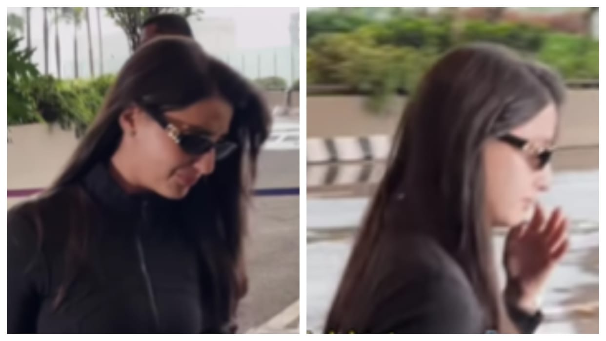 nora fatehi aunt passed away spotted crying  at mumbai airport bodyguard pushes fan