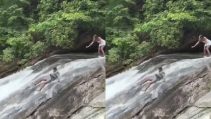 प्रपोज करते हुए झरने में गिरा लड़का