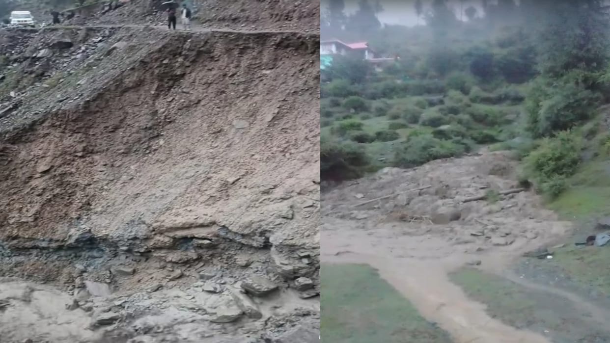 HP Weather: Cloud burst in Churah of Chamba, road damaged, maize crop destroyed in fields, two flights cancell