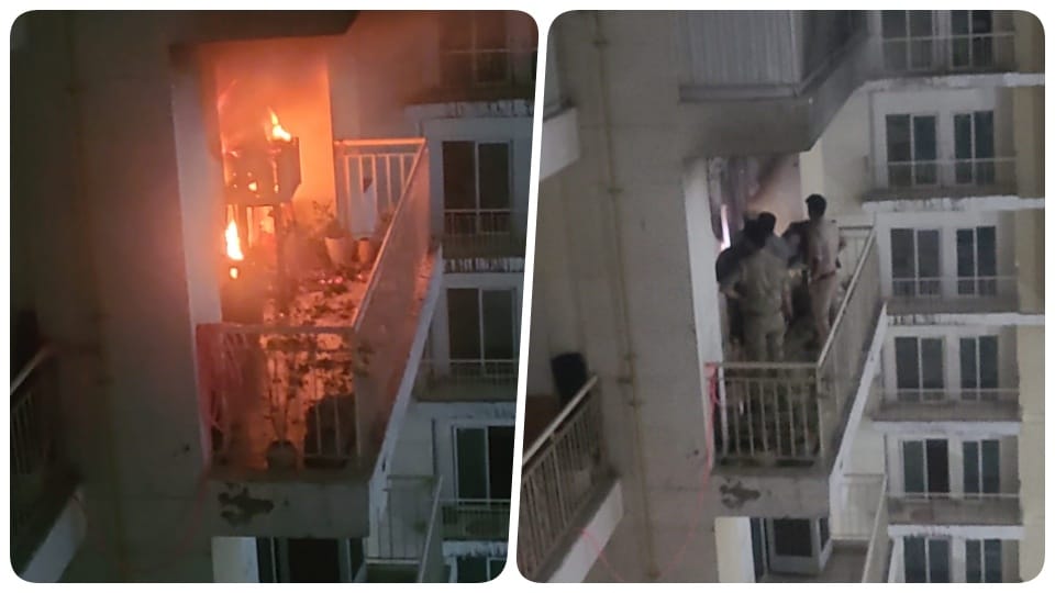 A huge fire broke out in a flat in Vihaan Green Society of Greater Noida