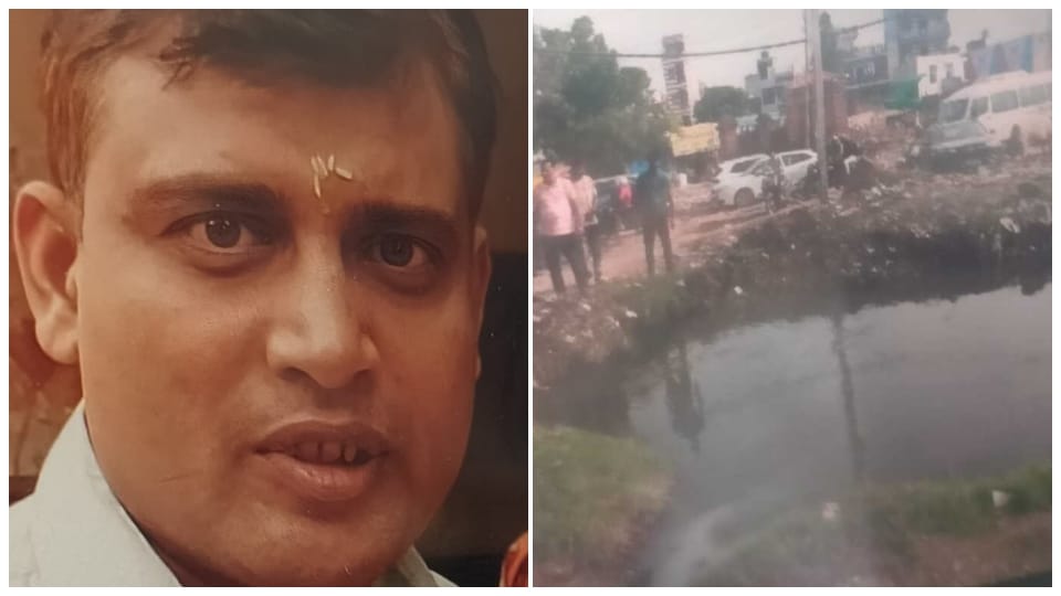 Car fell into an open drain in Faridabad security supervisor drowned to death