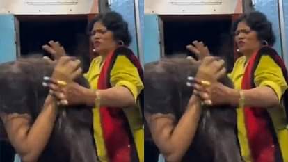 ट्रेन के दरवाजे पर लड़की बनवा रही थी रील