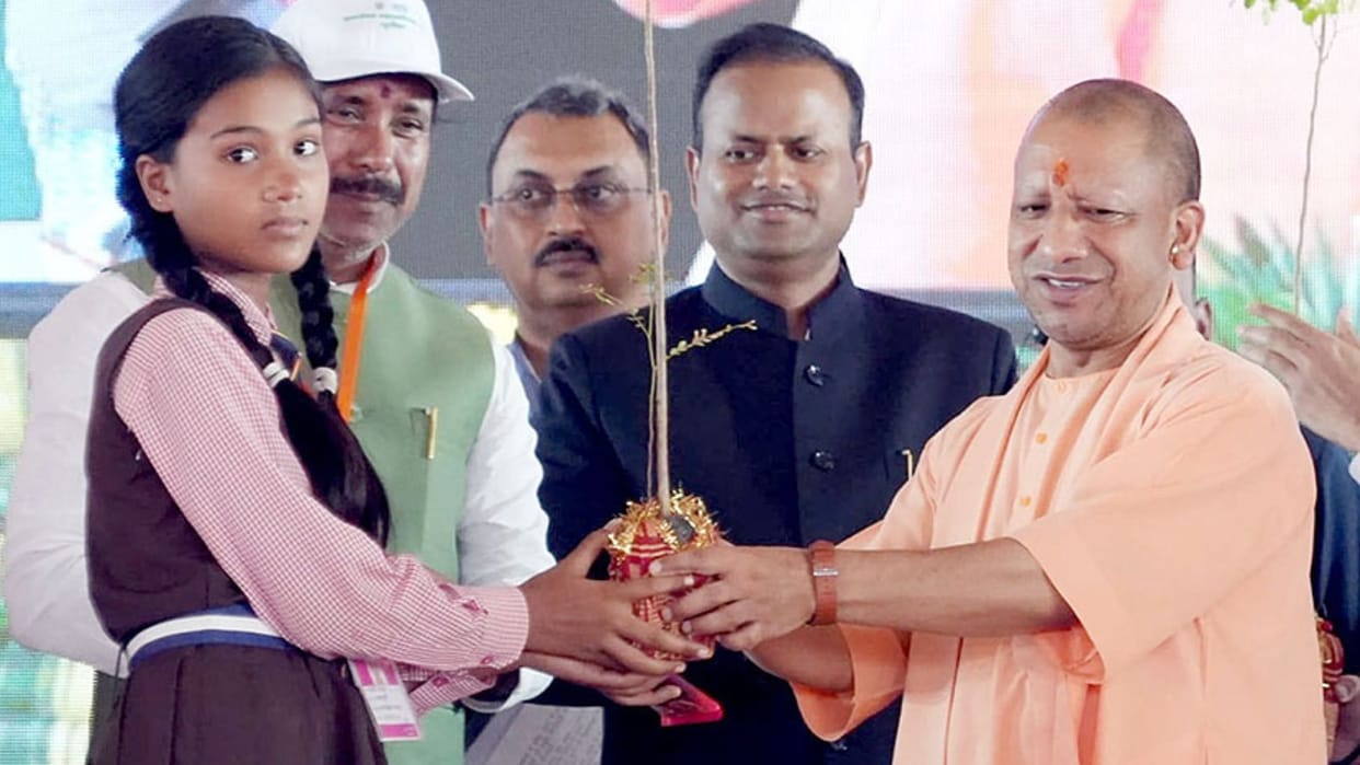 CM Yogi Adityanath attacked on opposition in Plantation Program in azamgarh