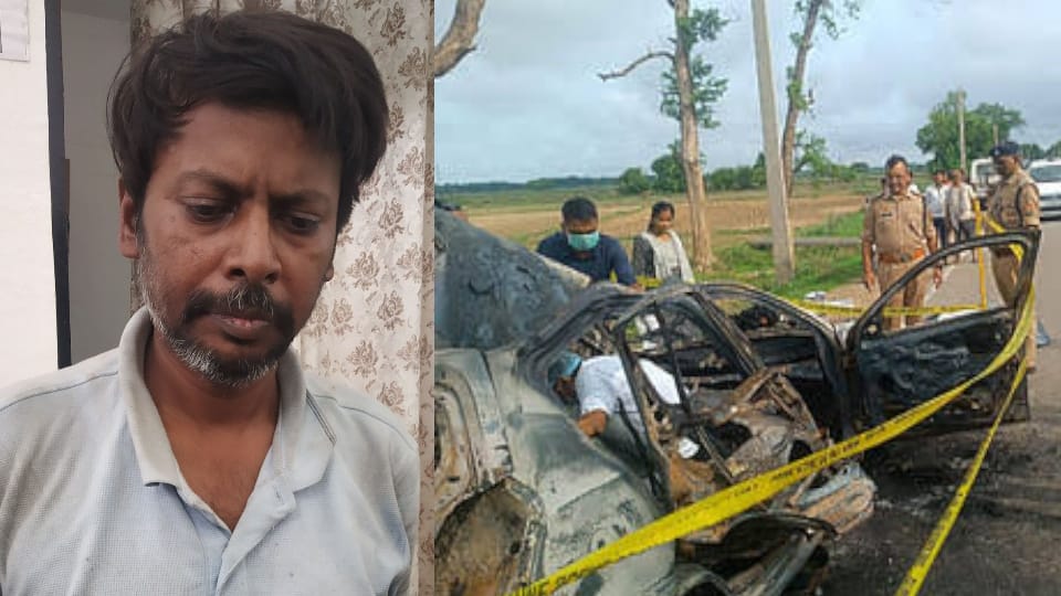 friend was burnt in car to grab 2 crore insurance money In Chitrakoot Husband and wife arrested in conspiracy