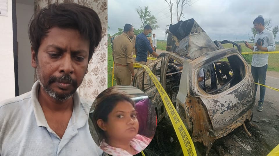 friend was burnt in car to grab 2 crore insurance money In Chitrakoot Husband and wife arrested in conspiracy
