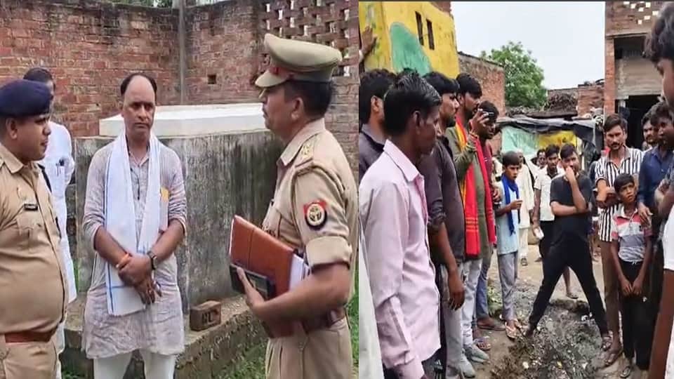 mainpuri Retired teacher made grave in house and hindu organizations created ruckus over religious conversion