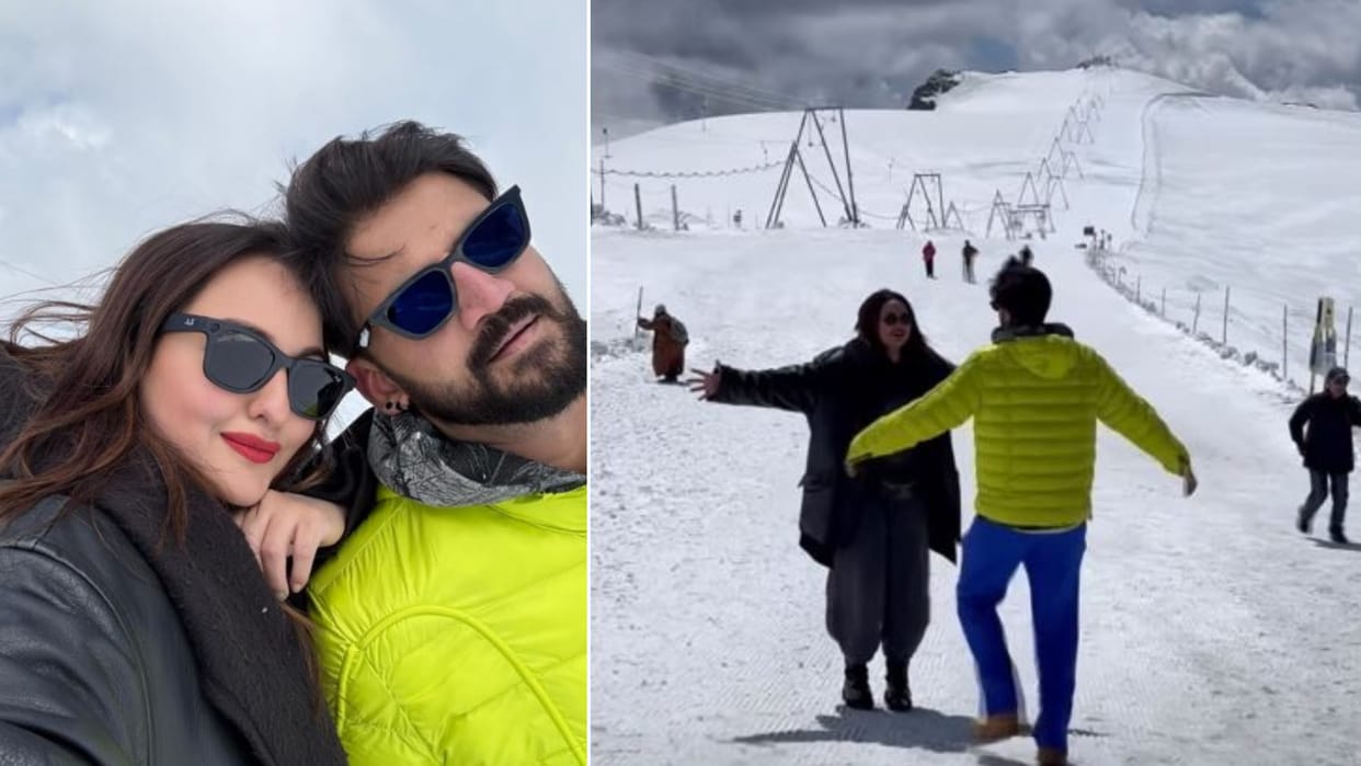 Viral Video Of Sonakshi Sinha And Zaheer Iqbal playing on Ice goes viral fans reaction