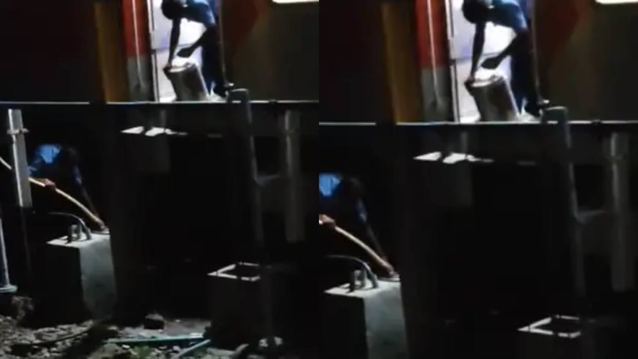 A boy was seen filling water for tea with dirty water used for washing train IRCTC responded Video Viral