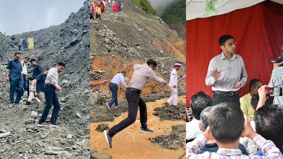 Dehradun DM Savin Bansal Crossed river and Reached Batoli village By walking which was cut off due to heavy ra