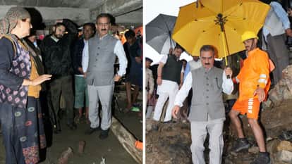 आपदा प्रभावित क्षेत्रों का दौरा करते मुख्यमंत्री सुक्खू।