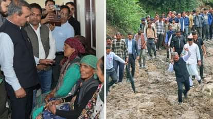 आपदा प्रभावितों से व क्षेत्रों का दौरा करते हुए मुख्यमंत्री सुक्खू।