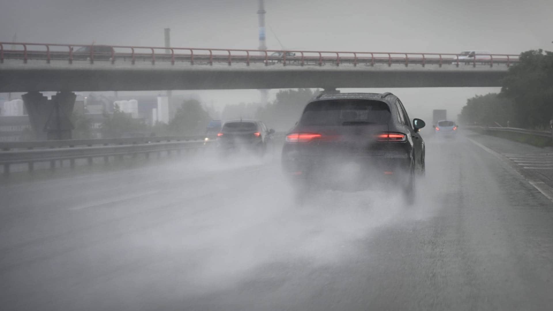 What should car drivers keep in mind while driving in the rain