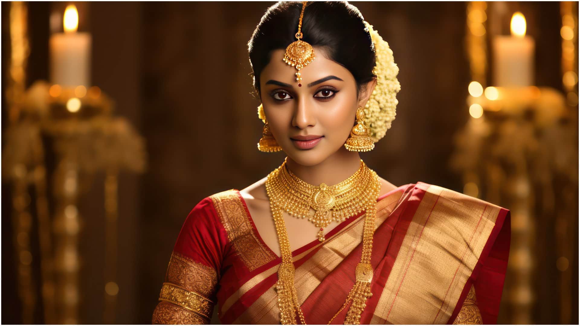 South Indian Wedding Fashion Temple Jewellery And Traditional kanjeevaram Saree Rashmika Vijay Wedding Look