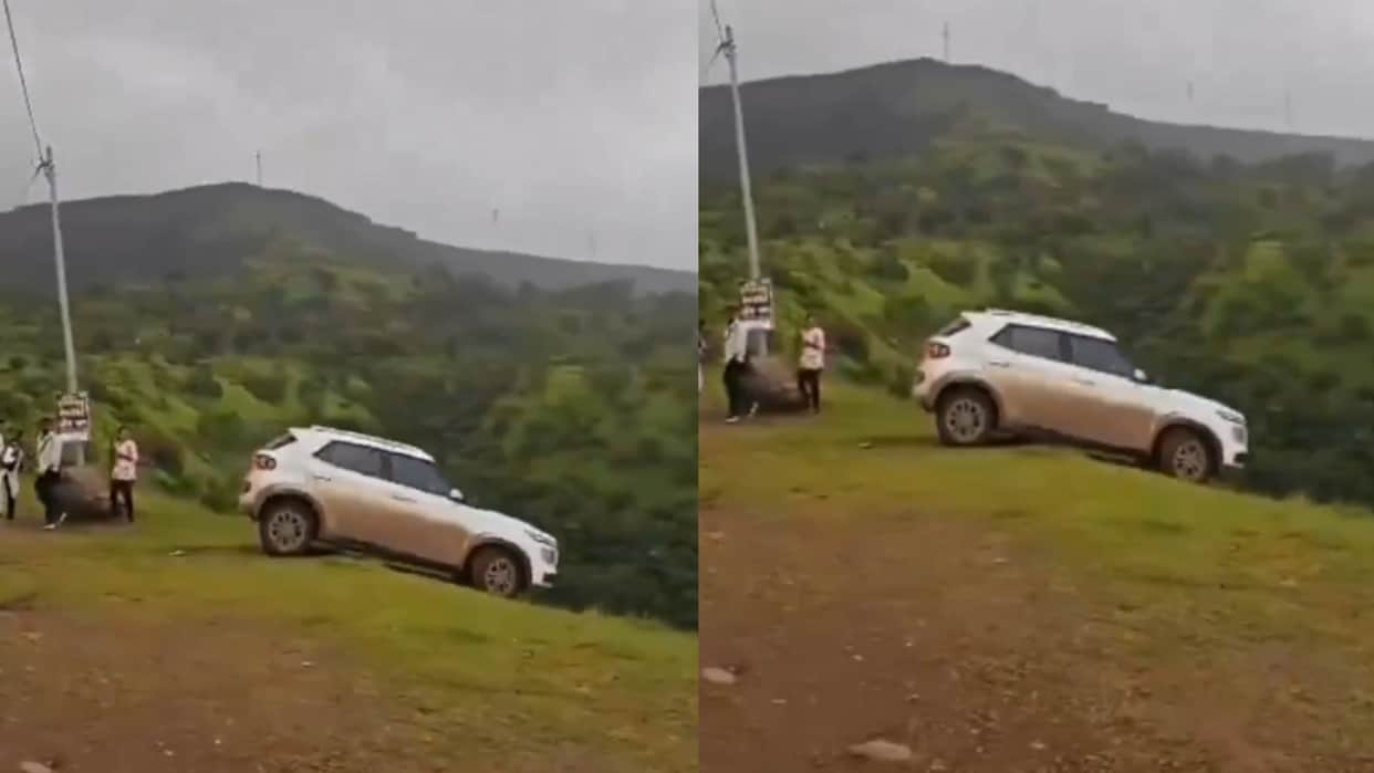 maharashtra table point car stunt accident video viral