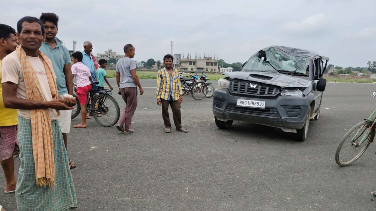 saharsa airstrip scorpio accident police aspirants injured