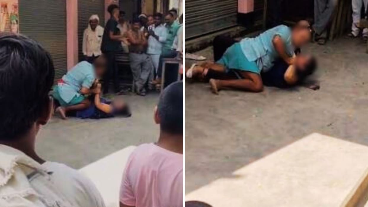 bad touch of girl in azamgarh on road climbed on her people came to rescue her after seeing her tears