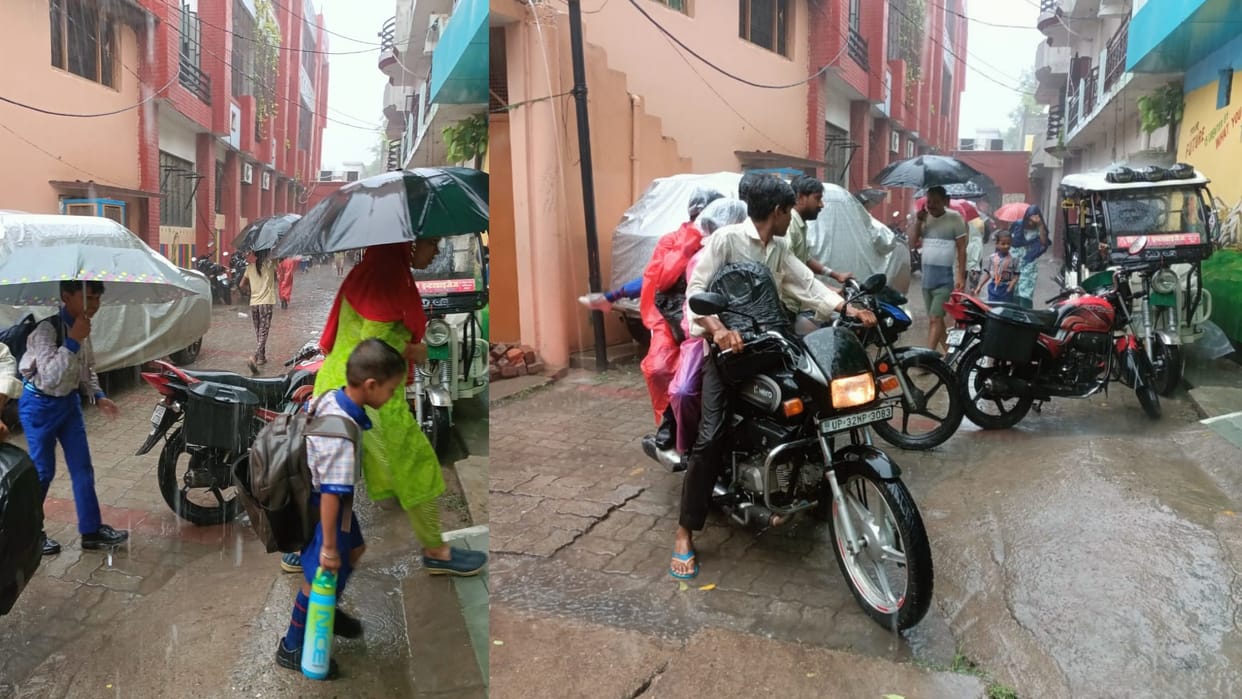 Cloud and rain in many areas in Lucknow.