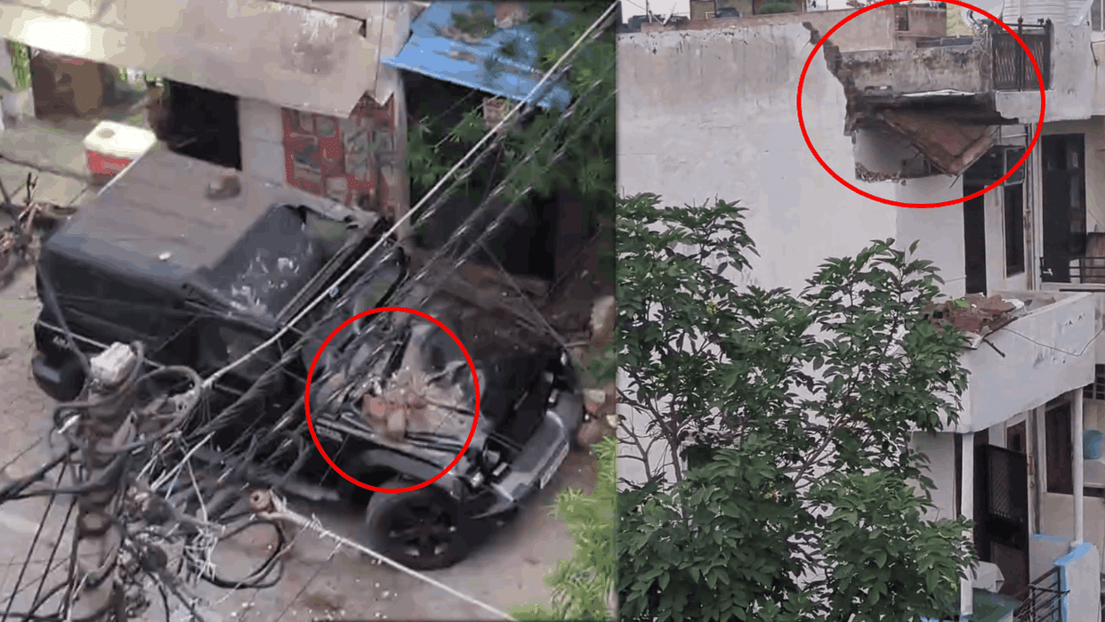 balcony of apartment in Shalimar Garden area suddenly fell on Thar car parked below