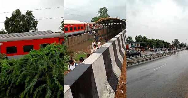 Kanpur Railway track collapsed due to heavy rain Kalindi Express stopped Passengers in panic