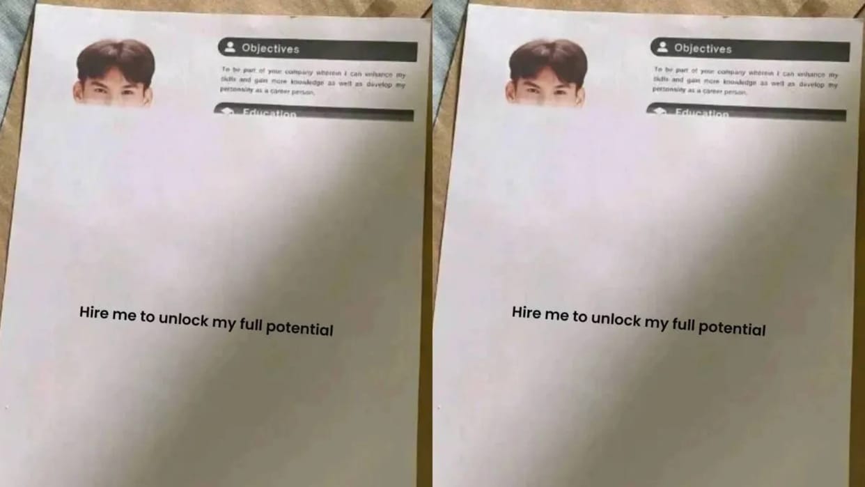 The person gave his half printed CV for a job said first give me the job then I will tell you about my ability