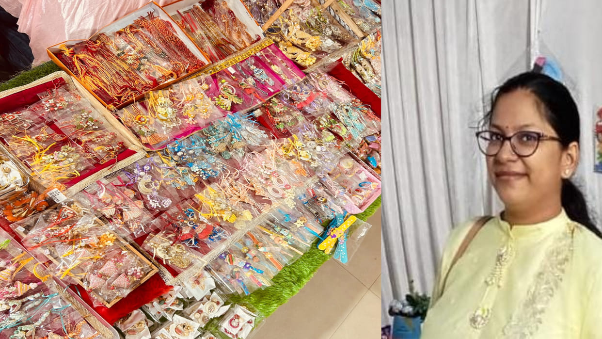 Priyanka from Betiyahata in Gorakhpur is selling handmade rakhis on social media. She has also connected other