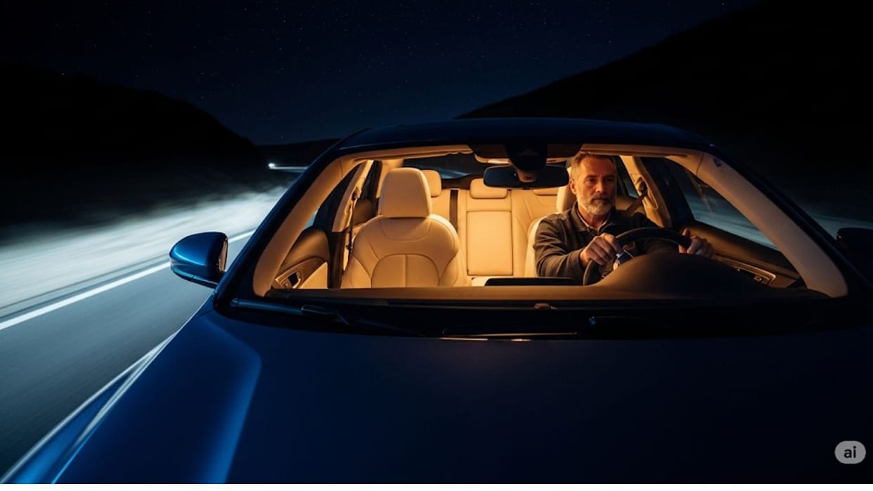 Why should you keep cabin light turned off while driving car in dark night
