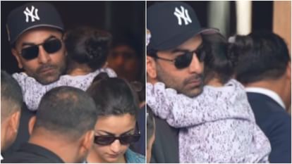 Ranbir Kapoor Alia Bhatt Return With Daughter Raha From London Vacation Family Spotted At Private Airport - Amar Ujala Hindi News Live - Ranbir-alia:लंदन से छुट्टियां बिताकर लौटे रणबीर-आलिया, बेटी राहा के