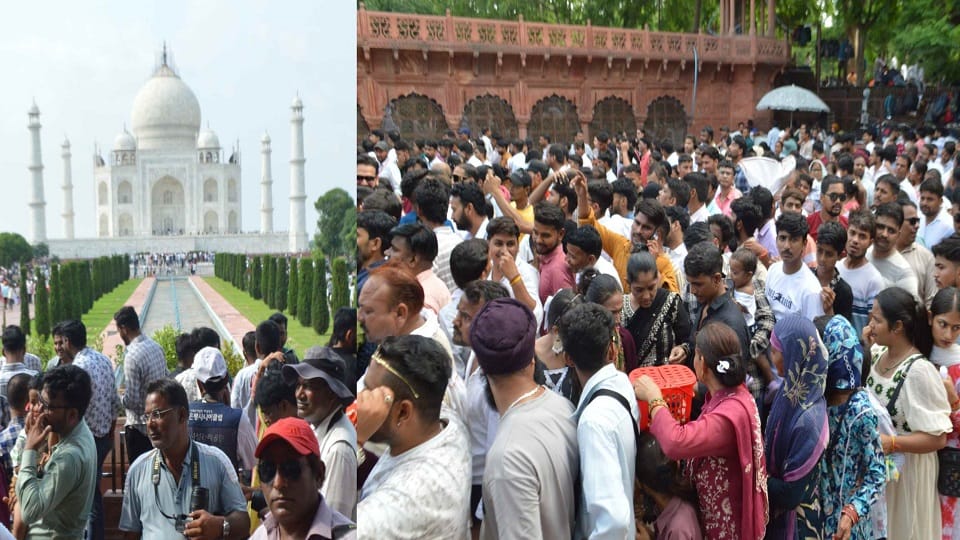 Crowds gathered at Taj Mahal jostling and pushing became a big problem